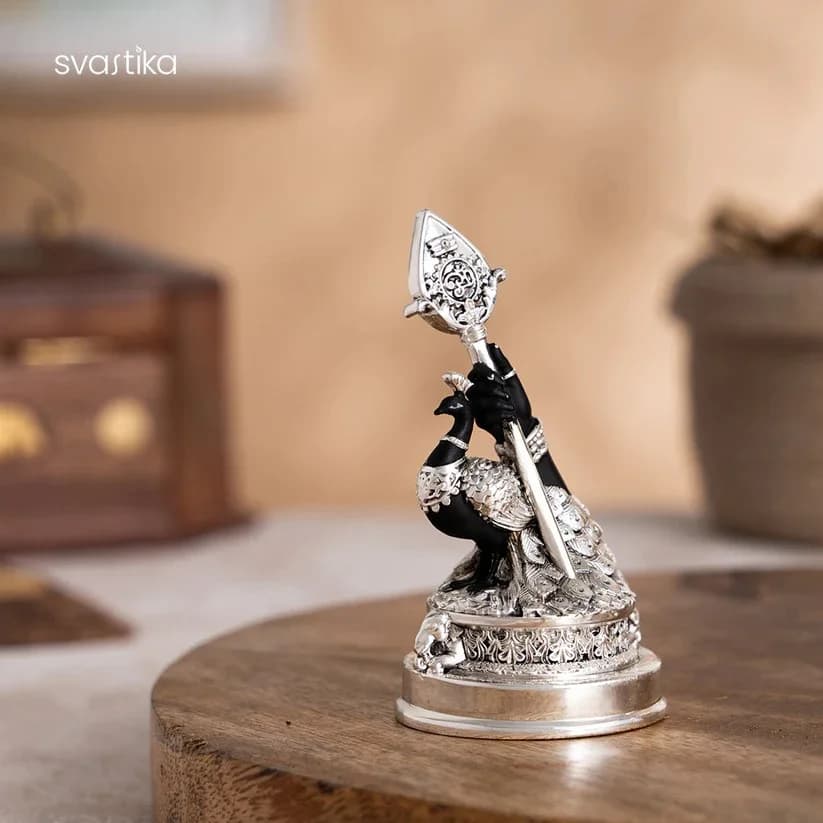 Svastika Vel Mayil Murugan Idol (999 Silver Plated)